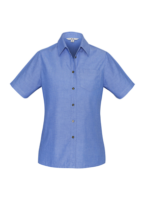 Ladies Short Sleeve Chambray Shirt