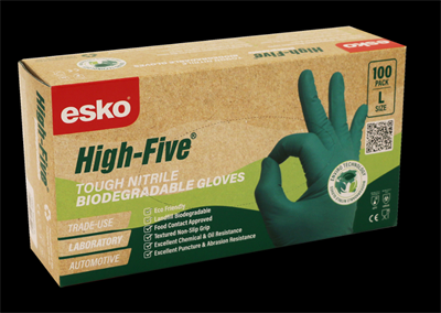 Esko High Five Biodegradable Green Nitrile Gloves